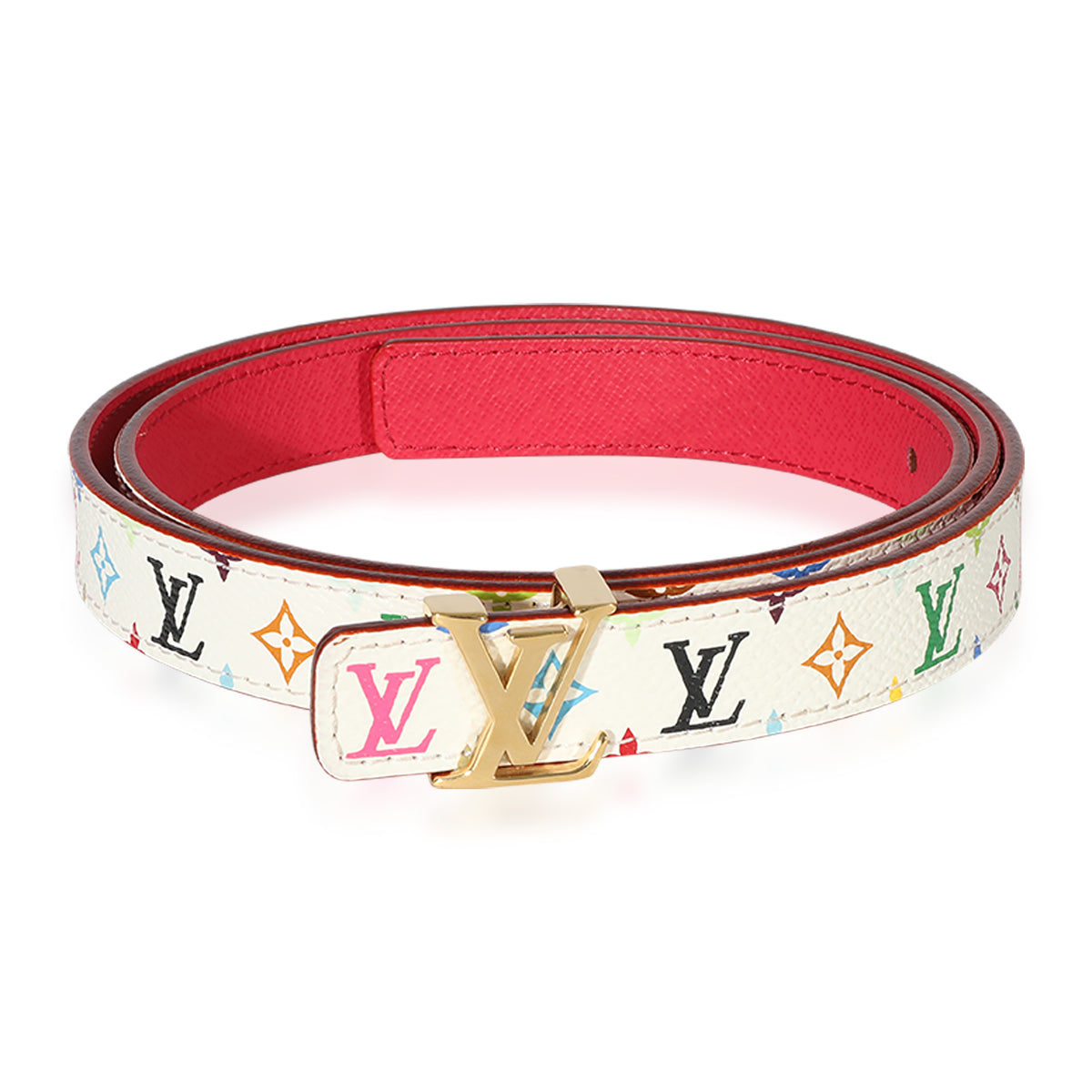 Louis Vuitton White & Multicolore Initials 20 Belt