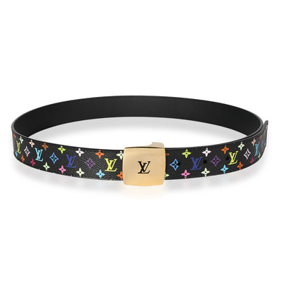 Louis Vuitton Black Multicolore Monogram LV Cut Belt 90