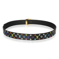 Louis Vuitton Black Multicolore Monogram LV Cut Belt 90