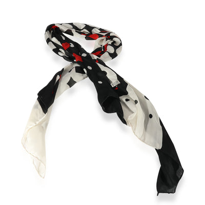 Chanel Black & White Silk Polka Dot Scarf