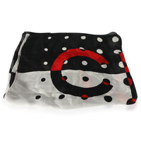 Chanel Black & White Silk Polka Dot Scarf