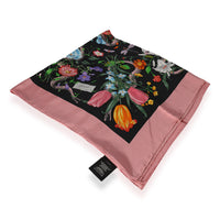 Gucci Black & Multicolor Silk Flora Snake Scarf