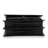 Saint Laurent Black Crocodile-Embossed Medium Sunset Bag