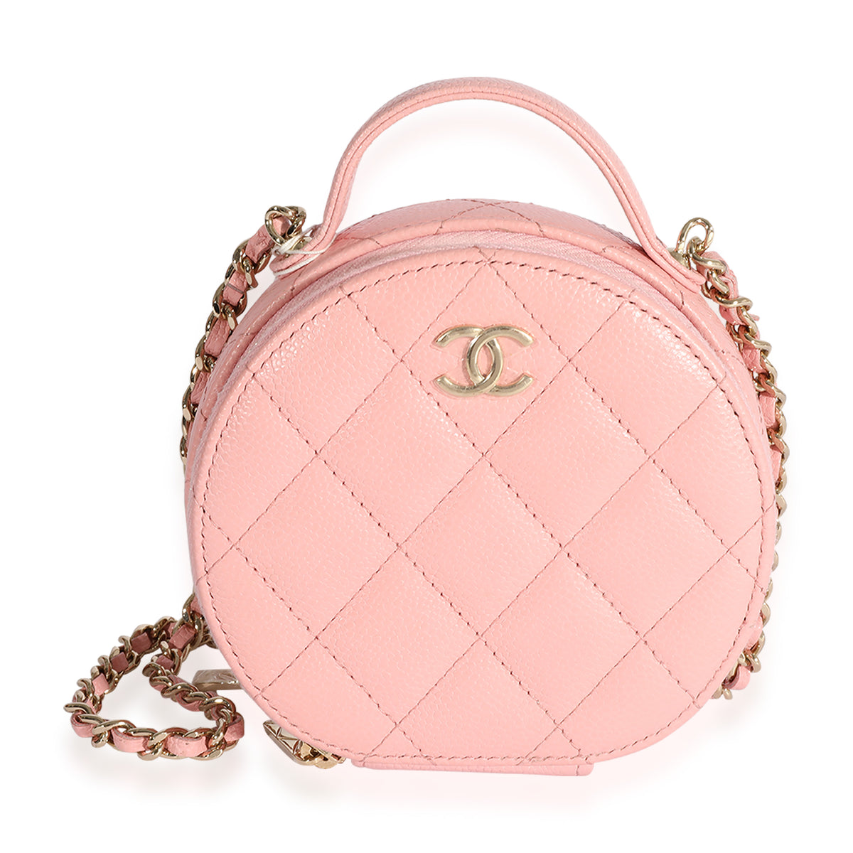 Chanel Pink Quilted Caviar Handle With Care Vanity Crossbody For