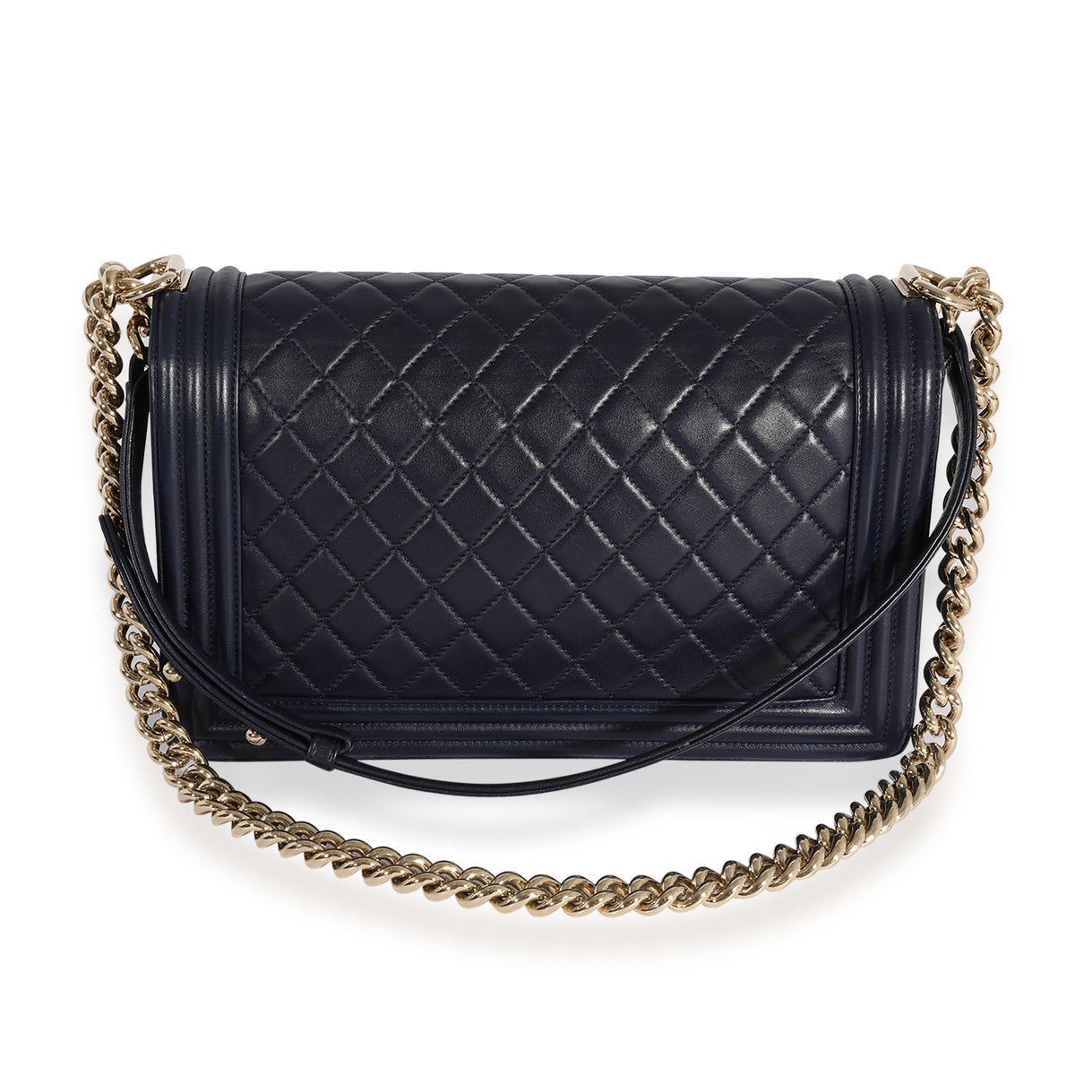 Chanel Navy Quilted Lambskin Large Boy Bag myGemma Item #124167