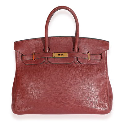 Hermès Rouge H Clémence Birkin 35 GHW