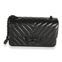 Chanel So Black Chevron Quilted Lambskin Mini Rectangular Classic Flap