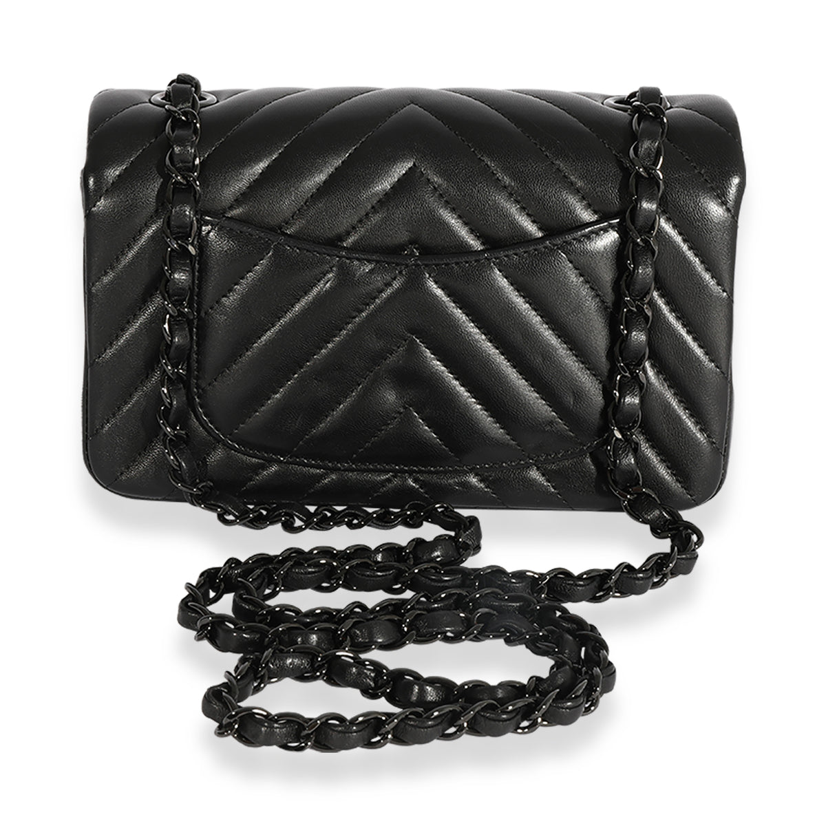Chanel So Black Chevron Quilted Lambskin Mini Rectangular Classic Flap, myGemma, CH