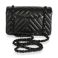 Chanel So Black Chevron Quilted Lambskin Mini Rectangular Classic Flap