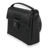 Chanel Vintage Black Quilted Satin Evening Bag