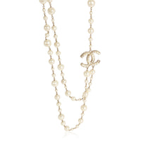 Chanel 2011 Double Strand Faux Pearl CC Necklace