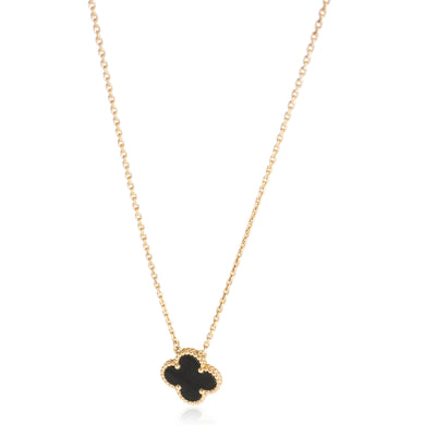 Van Cleef & Arpels Vintage Alhambra Black Onyx Pendant in 18K Yellow Gold