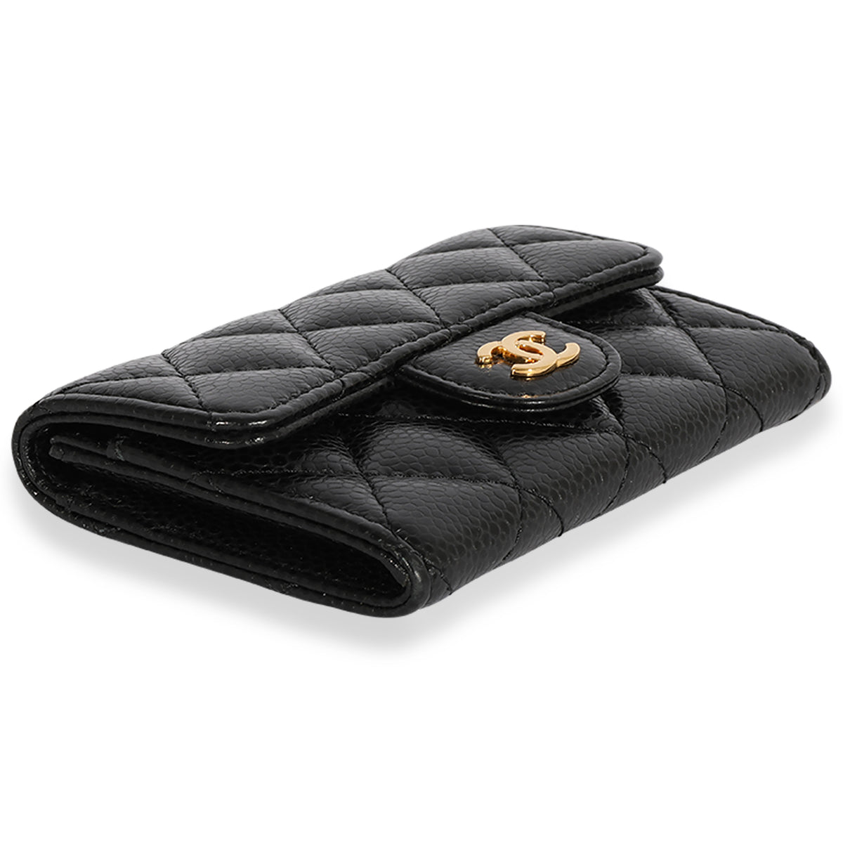 Chanel Black Quilted Caviar Flap Card Holder Wallet, myGemma
