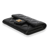 Chanel Black Quilted Caviar Flap Card Holder Wallet