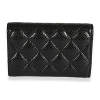 Chanel Navy Quilted Caviar Classic Card Holder