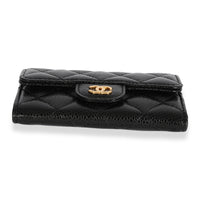 Chanel Black Quilted Caviar Flap Card Holder Wallet