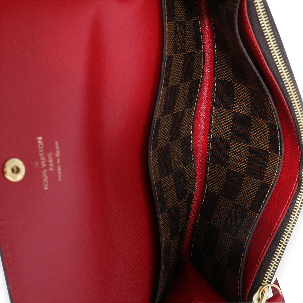 Louis Vuitton Damier Ebene & Red Leather Emilie Wallet, myGemma, CH