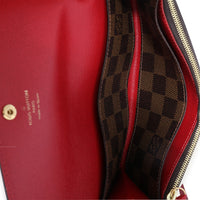 Louis Vuitton Damier Ebene & Red Leather Emilie Wallet