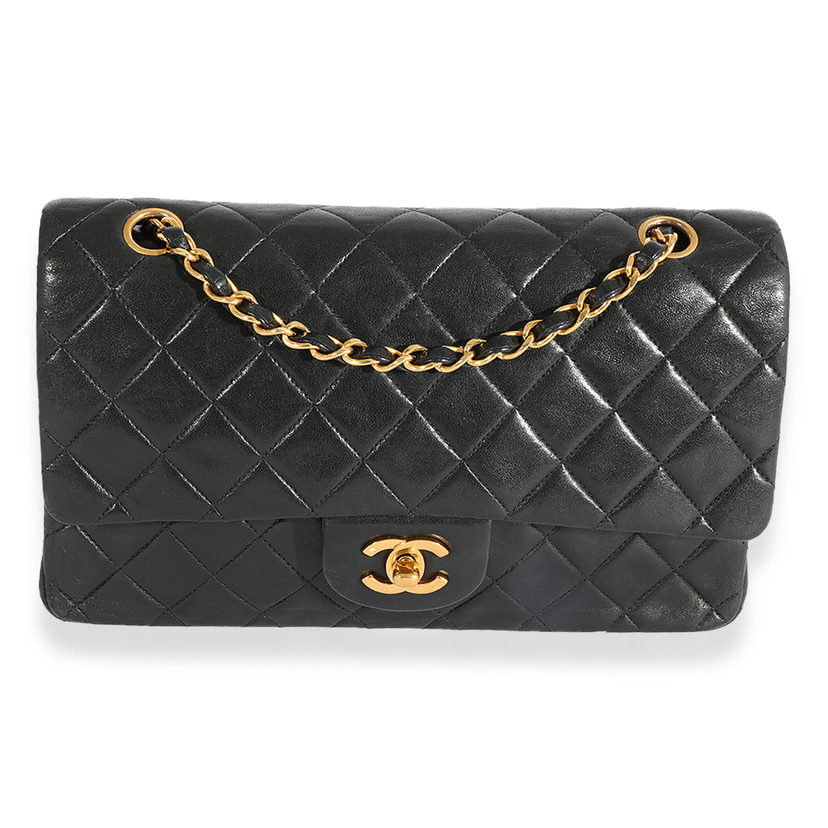 Chanel Vintage Black Quilted Lambskin Medium Classic Double Flap Bag