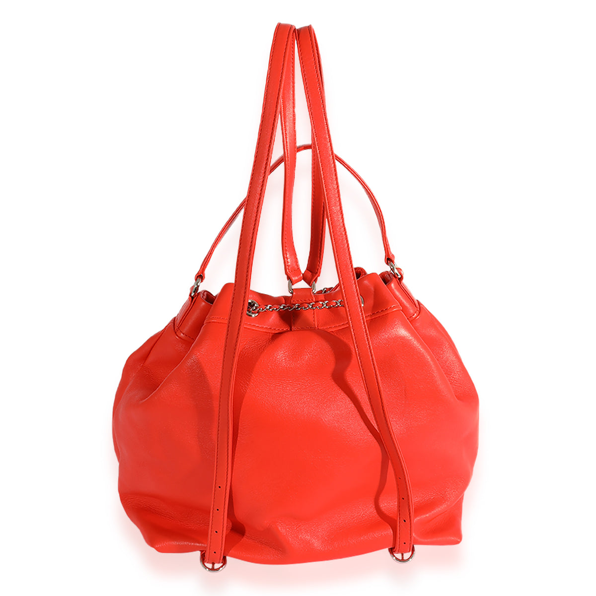 Chanel Coral Calfskin Double Pocket Drawstring Backpack