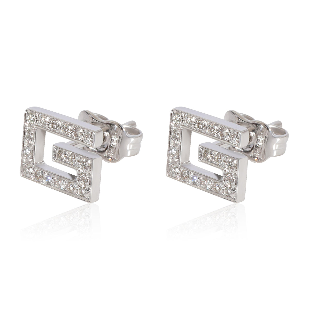 Gucci Petite Diamond G Stud Earrings in 18k White Gold 0.15 CTW