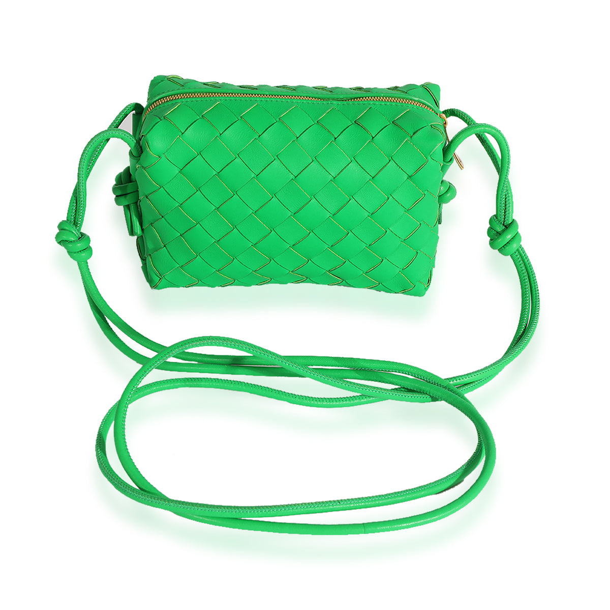 Bottega Veneta Mini Loop Parakeet Green Leather Shoulder Bag New