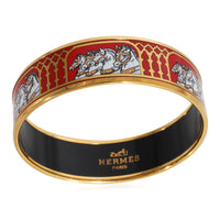 Hermès Wide Red & Gold Bracelet with Four Horses in Profile