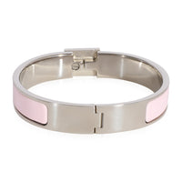 Hermès Rose Dragée Enamel Clic Cadenas Bracelet, Palladium Plated