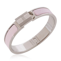 Hermès Rose Dragée Enamel Clic Cadenas Bracelet, Palladium Plated