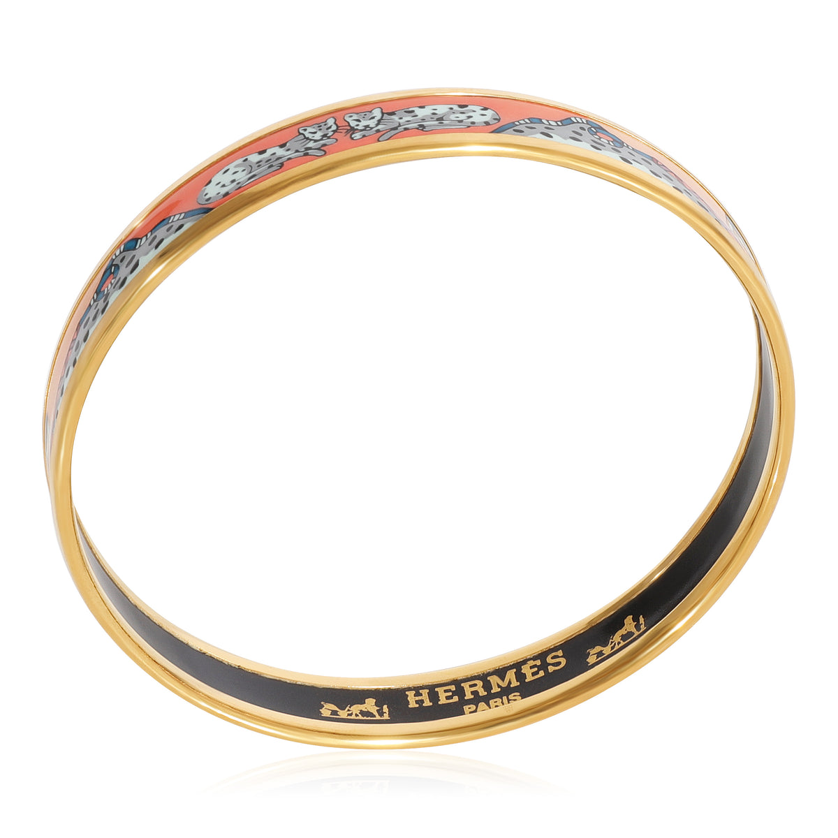 Hermès Narrow Enamel Bracelet with Leopard Design