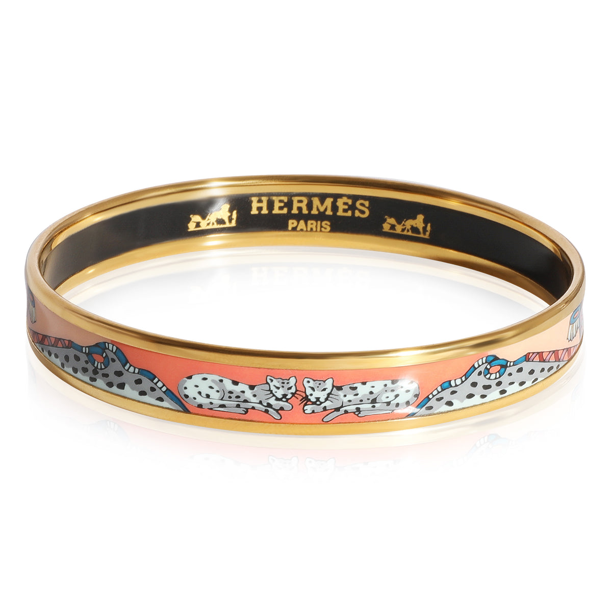 Hermes Enamel Printed Narrow Les Cannes Bracelet
