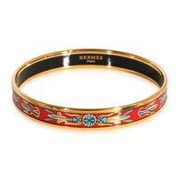 Hermès Plated Narrow Red Enamel Dream Catcher Bracelet (62MM)