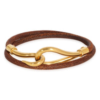 Gold Tone Hermès Jumbo Hook Double Tour Wrap Bracelet