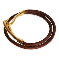 Gold Tone Hermès Jumbo Hook Double Tour Wrap Bracelet