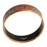 Hermès Plated Wide Enamel Bracelet with Braiding and Charms