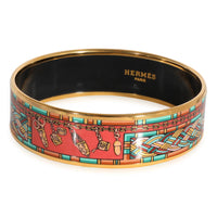 Hermès Plated Wide Enamel Bracelet with Braiding and Charms