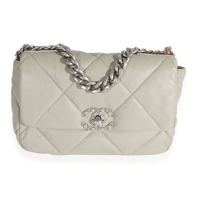 Chanel Cement Gray Quilted Lambskin Medium Chanel 19 Bag