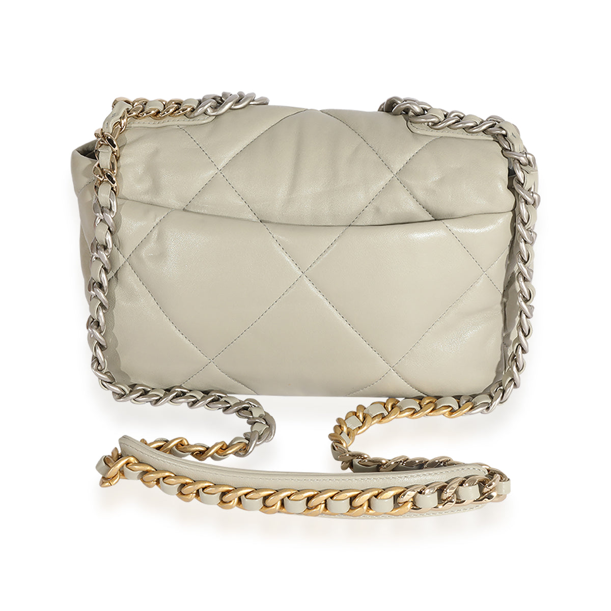 Chanel Cement Gray Quilted Lambskin Medium Chanel 19 Bag