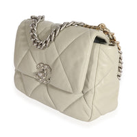 Chanel Cement Gray Quilted Lambskin Medium Chanel 19 Bag