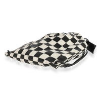 Saint Laurent Black & White Damier Coated Canvas Teddy Drawstring Backpack