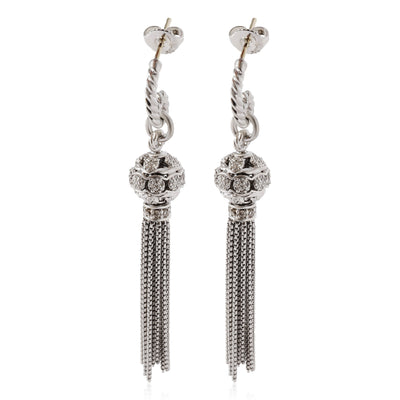 David Yurman Diamond Tassel Earrings in Sterling Silver 0.5 CTW