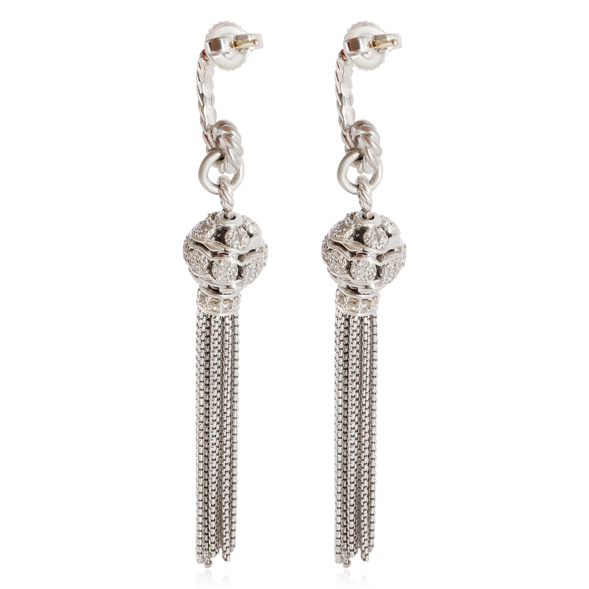 David Yurman Diamond Tassel Earrings in Sterling Silver 0.5 CTW