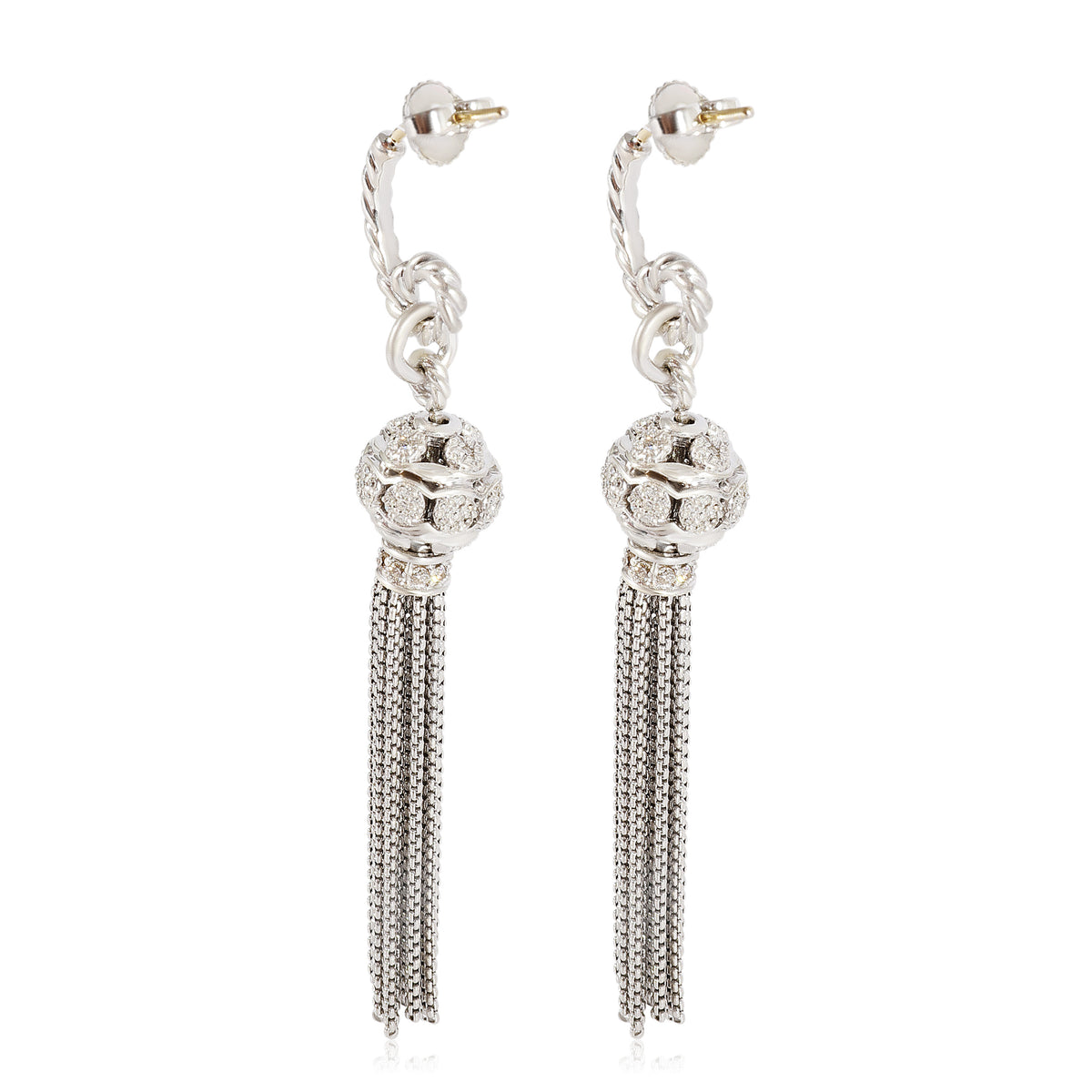 David Yurman Diamond Tassel Earrings in Sterling Silver 0.5 CTW