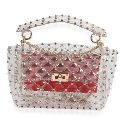 Valentino Clear PVC Medium Rockstud Spike Bag