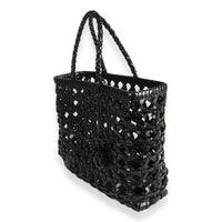 Christian Dior Black Woven Leather Large Lady Dior Bag