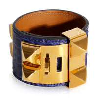 Hermès Collier de Chien Bracelet Blue Shiny Alligator 2014