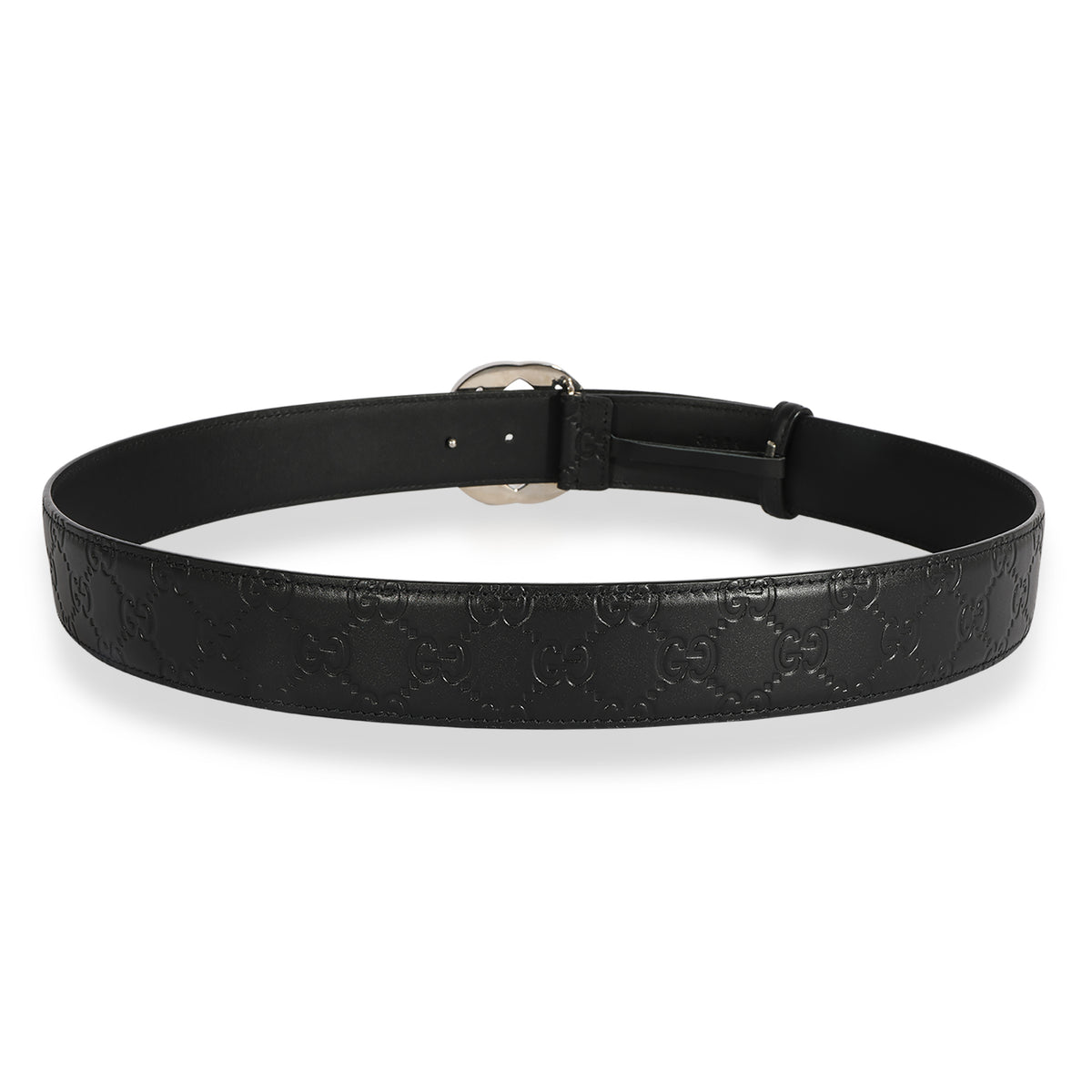 Gucci Black Signature Leather Interlocking G Belt 100