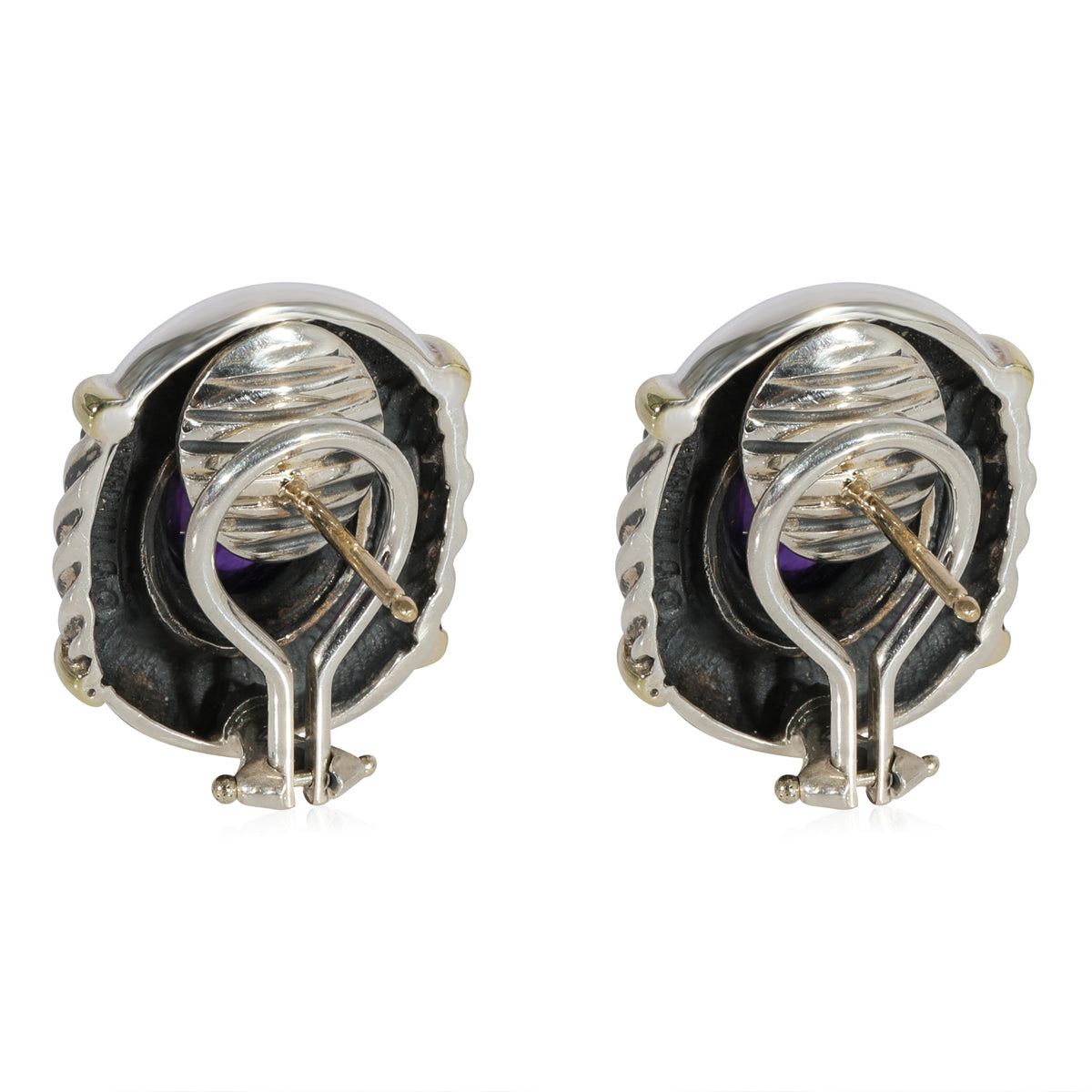 David Yurman Amethyst Renaissance Cable Two Tone Earrings