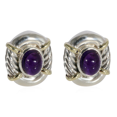 David Yurman Amethyst Renaissance Cable Two Tone Earrings