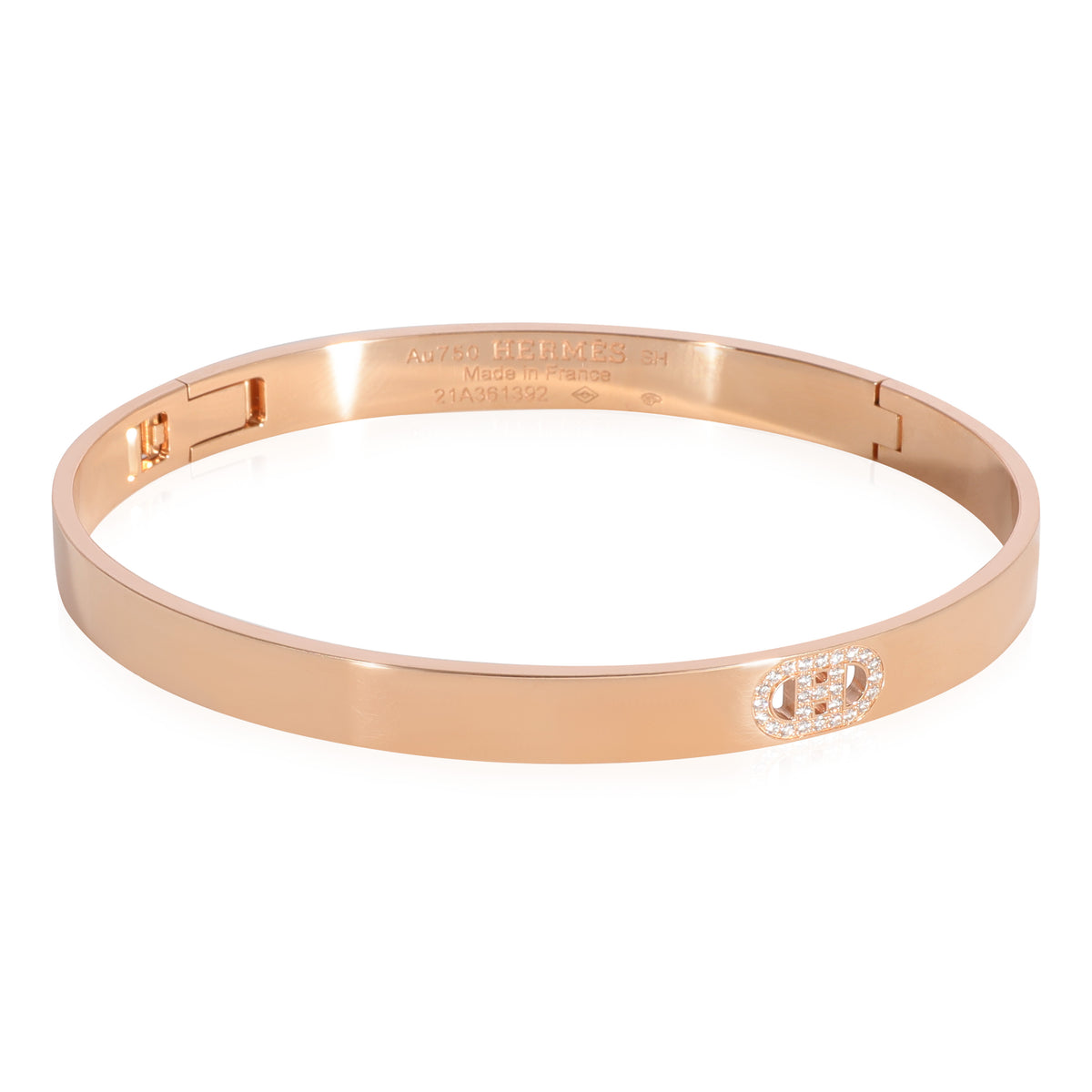 Hermes H D'Ancre Diamonds 18K Rose Gold Bracelet | Chairish
